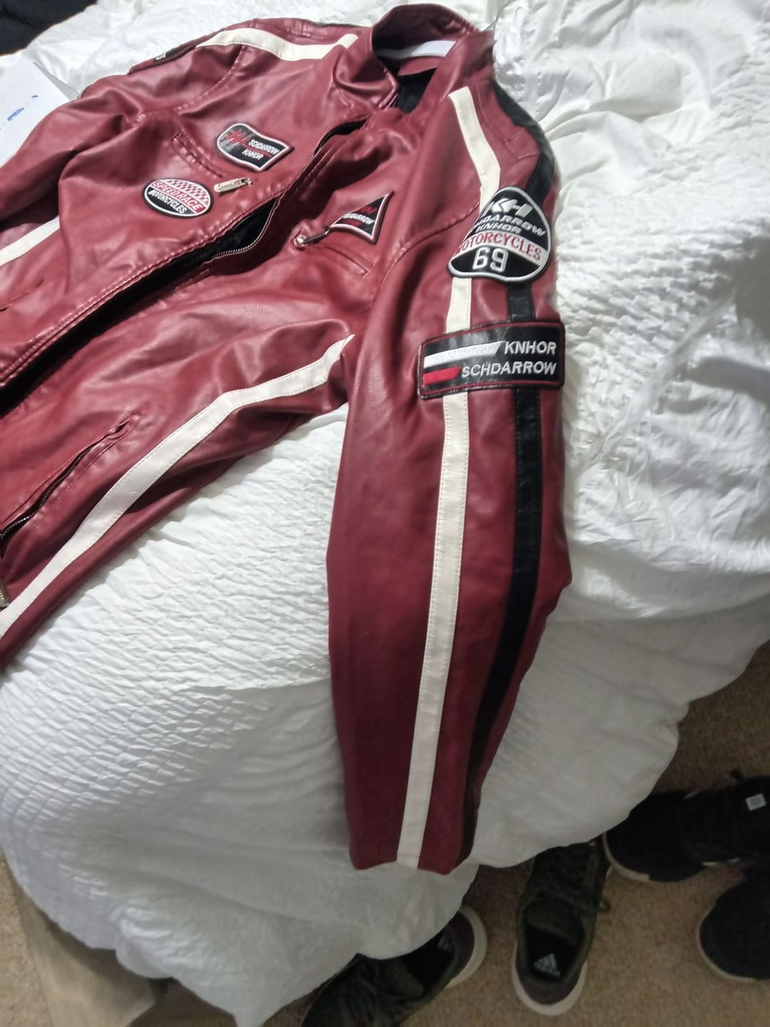 Customer photo review of Racing Pilot Style Motorcycle Leather Jacket