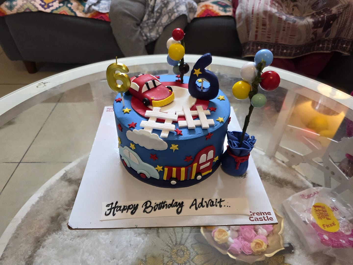 Customer photo review of Balloon Car Race Cake