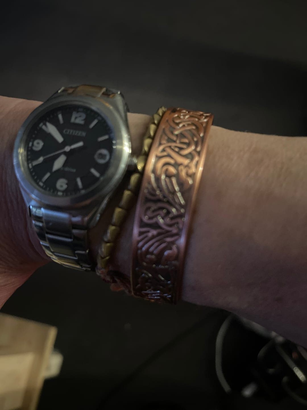 Customer photo review of Tibetischer Glücks Armreif aus Kupfer