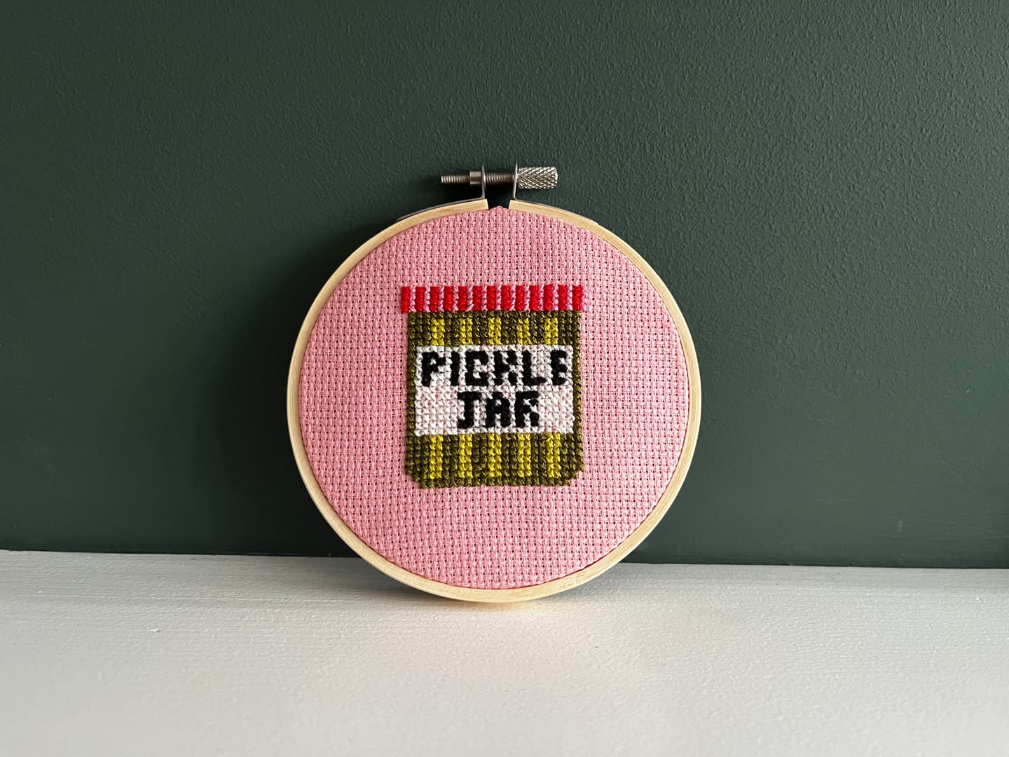 Customer photo review of Pickle Jar Cross Stitch Kit
