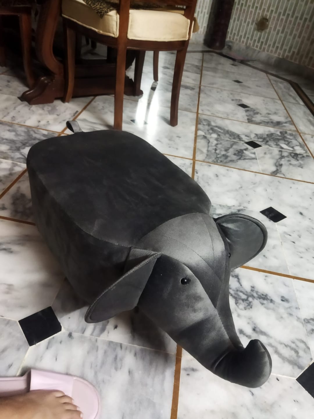 Customer photo review of Elephant Shaped Wooden Ottoman Stool- 1458