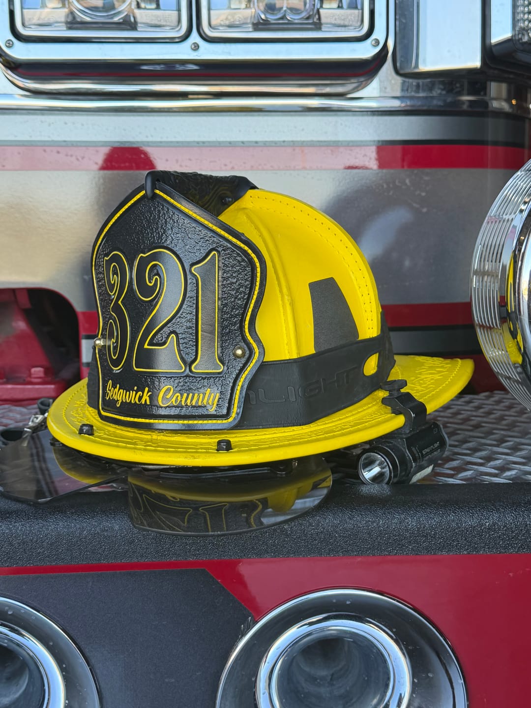 Customer photo review of Company Leather Firefighter Helmet Shield