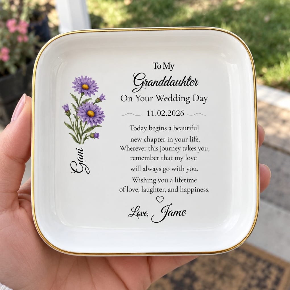Customer photo review of Personalized Granddaughter Wedding Jewelry Dish