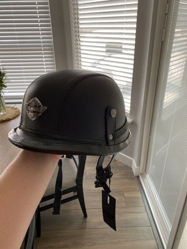 Customer photo review of German Leather Half Helmet - Vintage Black