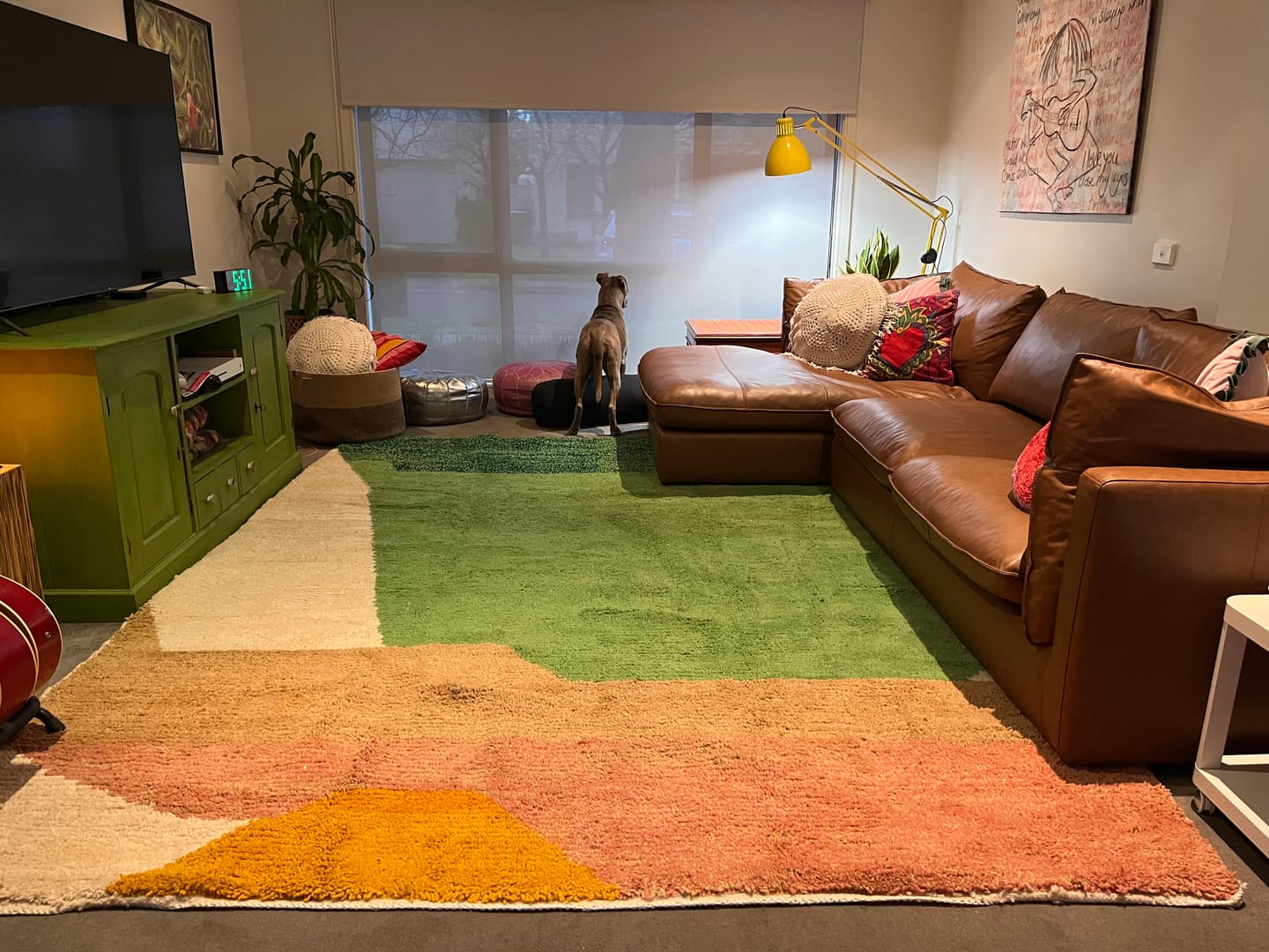 Customer photo review of Colorful Moroccan Wool Rug – Modern Green Moroccan Rug