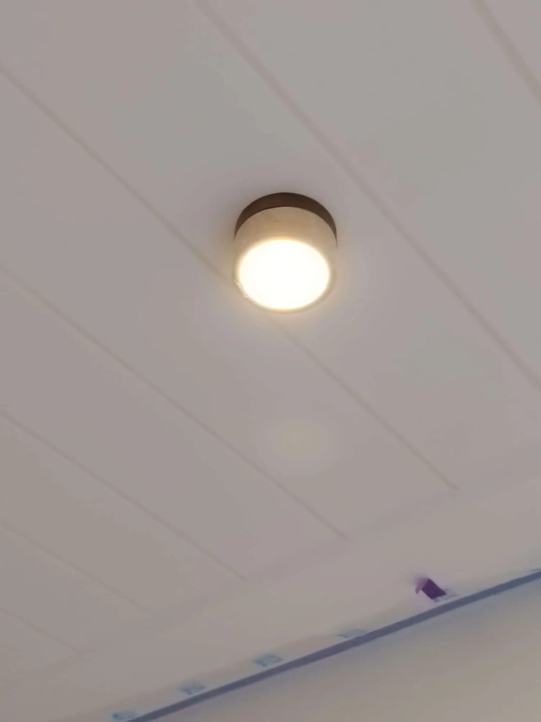 Customer photo review of Ceiling Light, Travertine and Wood, 10 cm, Cylindrical Form