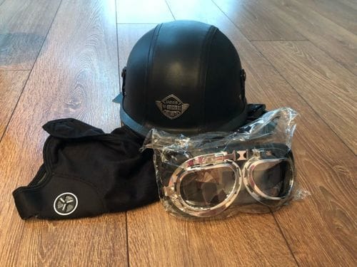 Customer photo review of German Leather Half Helmet  - Vintage Brown