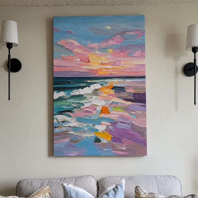 Customer photo review of Abstract Ocean And Sky Textured Wall Art #OS031