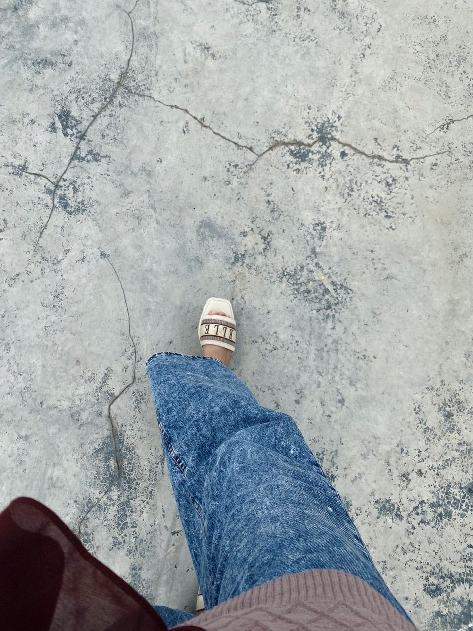 Customer photo review of Renee Logo Stitch Slip-on Sandals In Almond