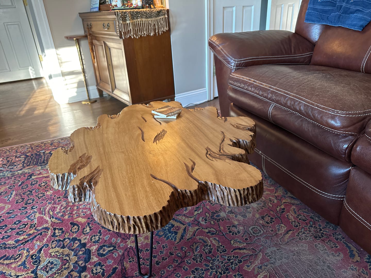 Customer photo review of Live Edge Coffee Table Hand Made Contemporary Stunning