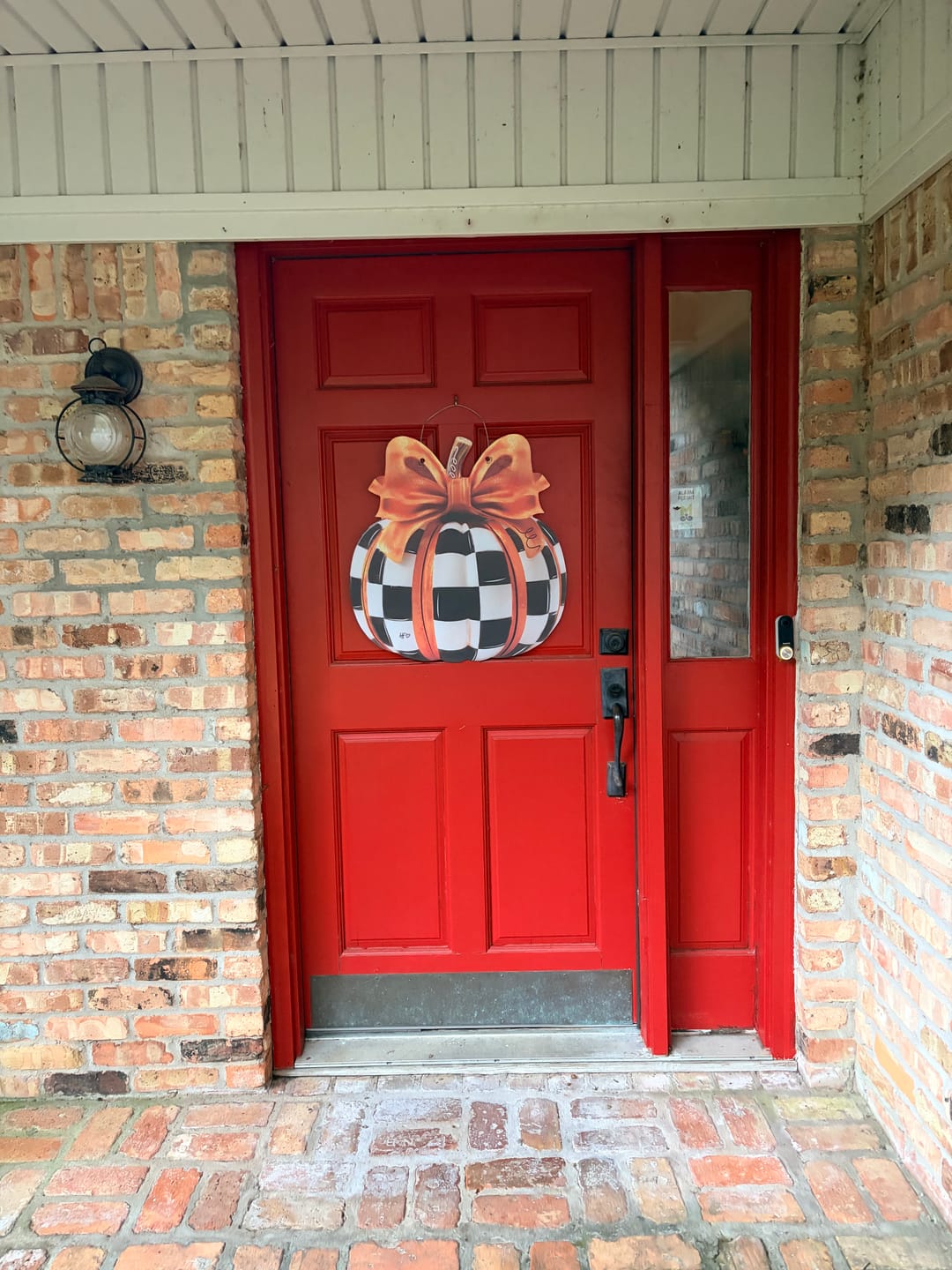 Customer photo review of Elegant Checkered Pumpkin Door Hanger