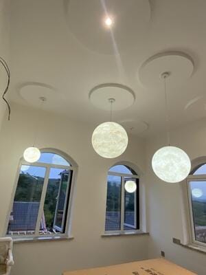Customer photo review of Pendant Light, Textured White Sphere, Resin and Fibre Shade