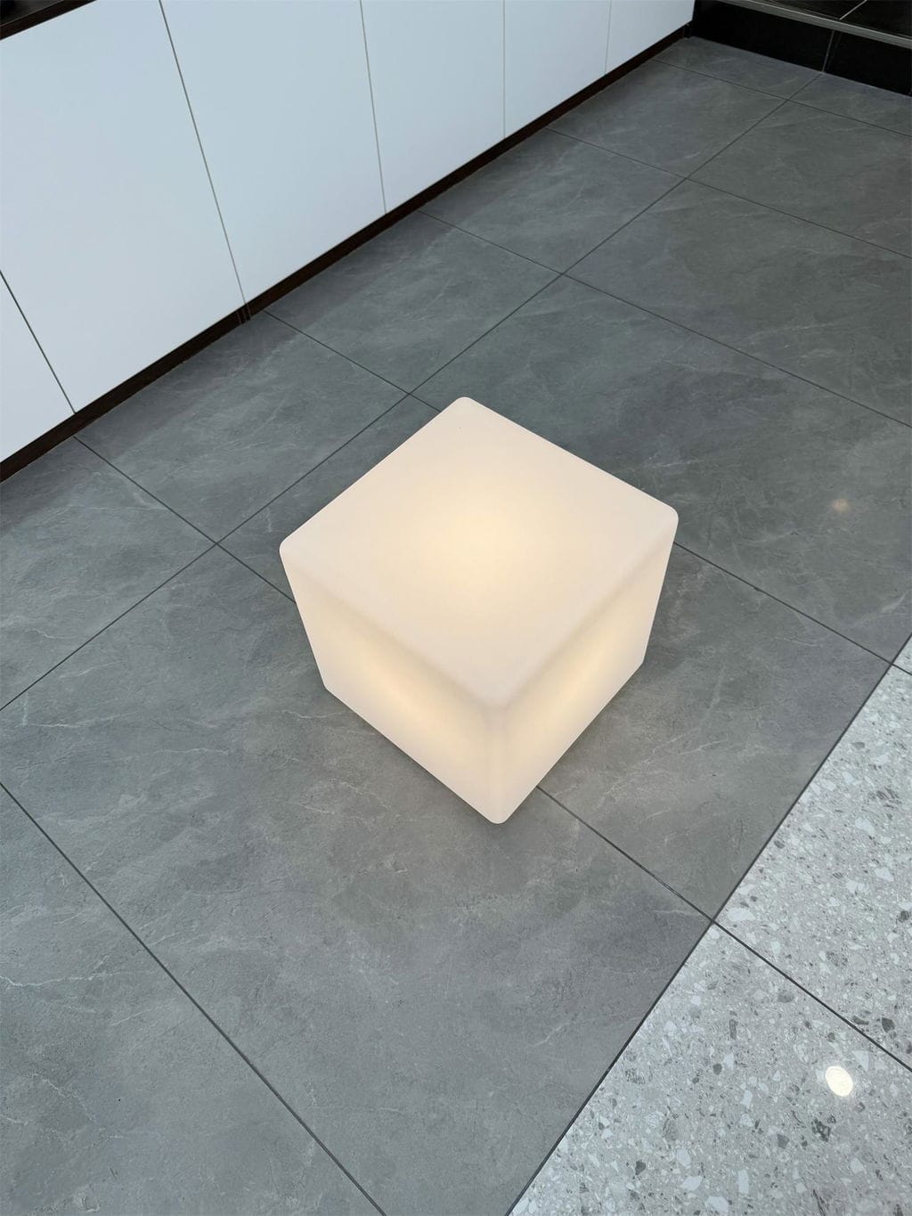 Customer photo review of Floor Lamp, Translucent White Cube Shade, Plug In, 20 to 40 cm