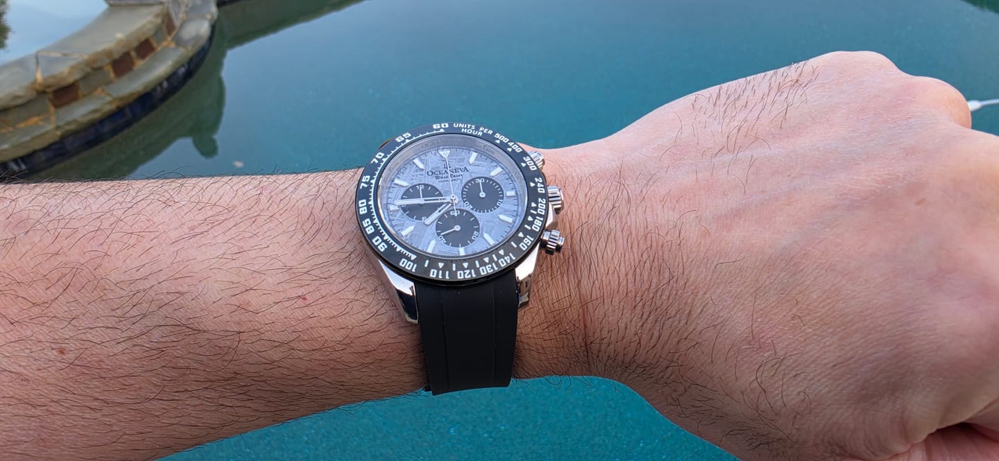 Customer photo review of Oceaneva WaveRacer 1000m Mechanical Chronograph Automatic Grade 5 Titanium Watch Meteorite