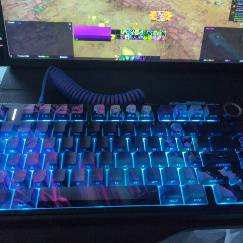 Customer photo review of Lucy Cyberpunk Edgerunners Keycaps