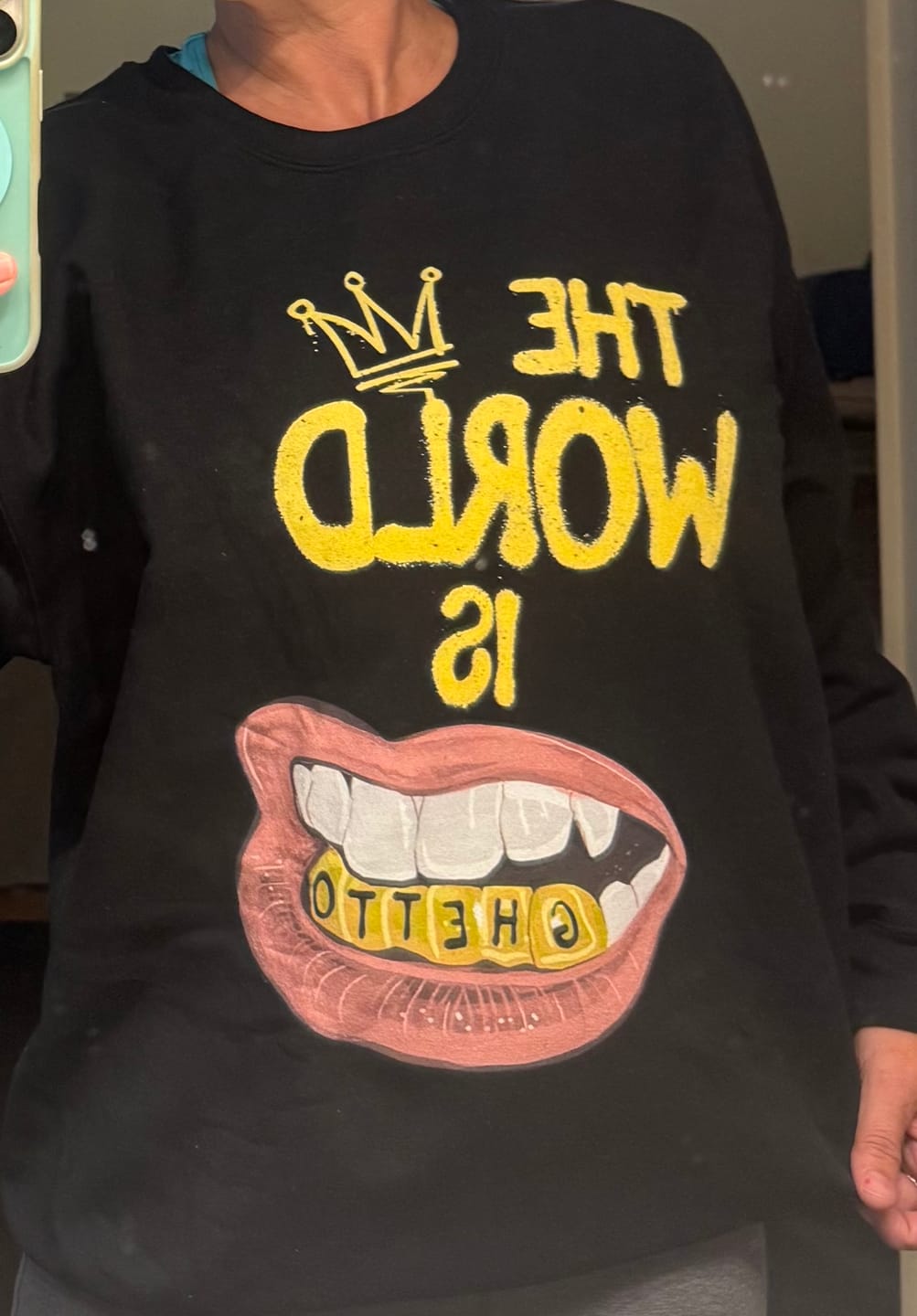 Customer photo review of The World Is Ghetto Crewneck