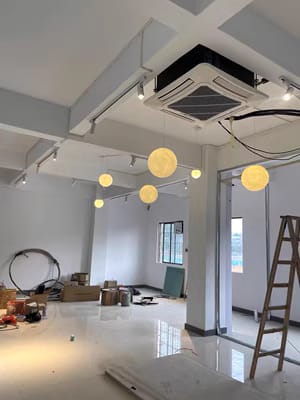 Customer photo review of Pendant Light, Textured White Sphere, Resin and Fibre Shade