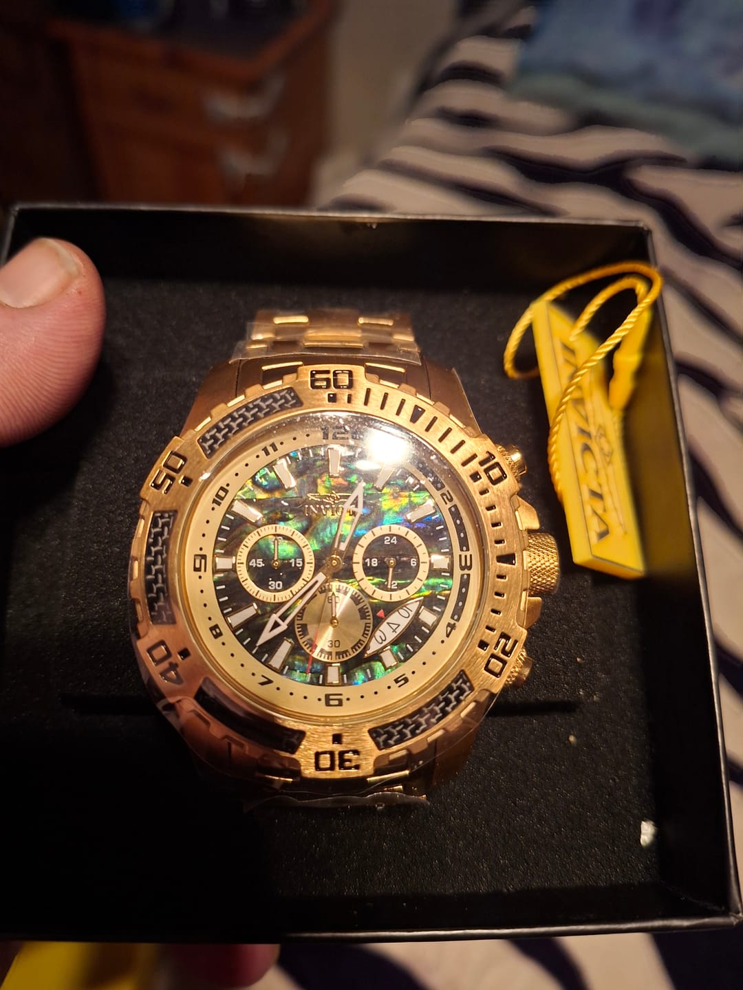 Customer photo review of **BIG, THICK, HEAVY**Invicta Pro Diver Scuba 51 Carbon Fibre Men's Chronograph Watch