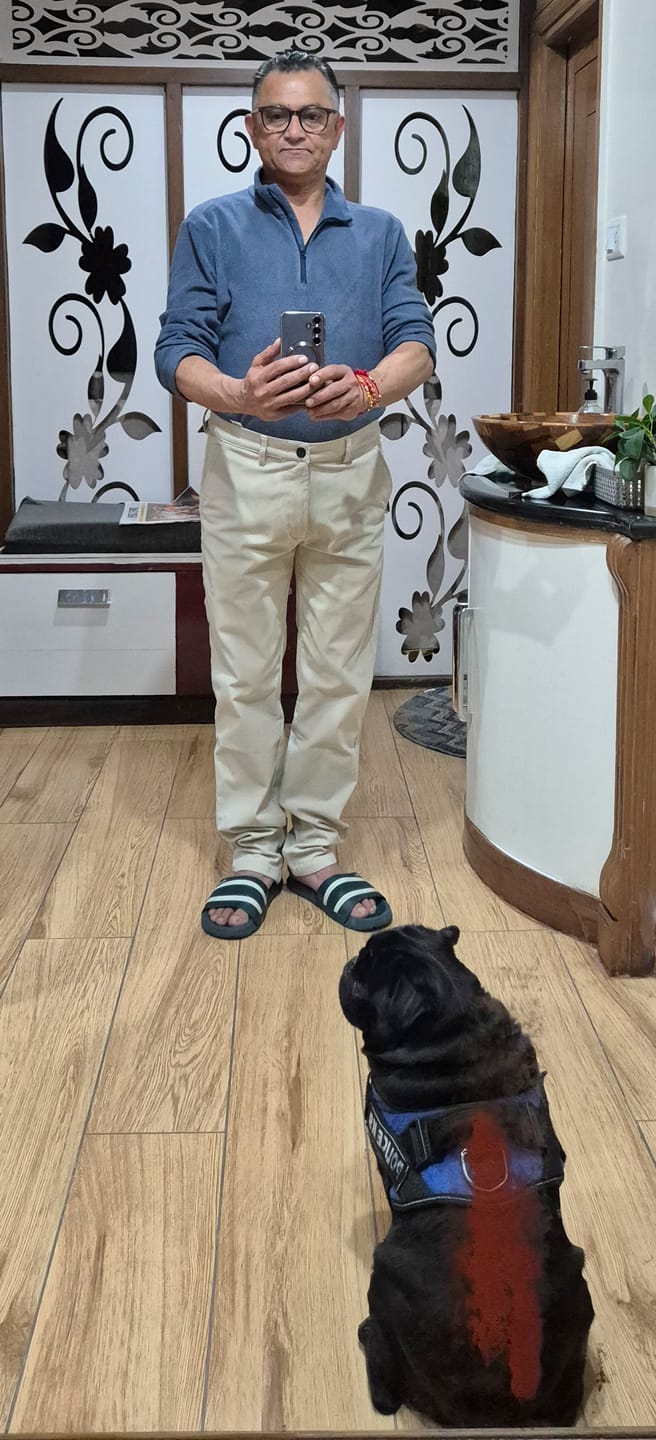 Customer photo review of Cream Fine Stripe - Corduroy Pant