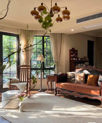 Customer photo review of Glass Chandelier, Caramel Heads, Metal and Wood Frame, 30 cm Rod