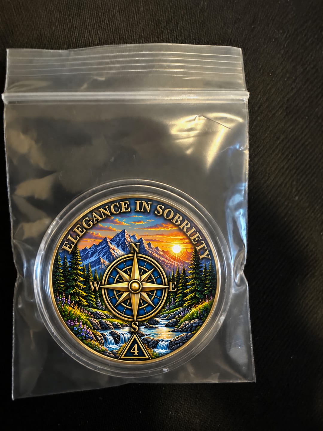 Customer photo review of Custom  Wolf Sobriety Coin