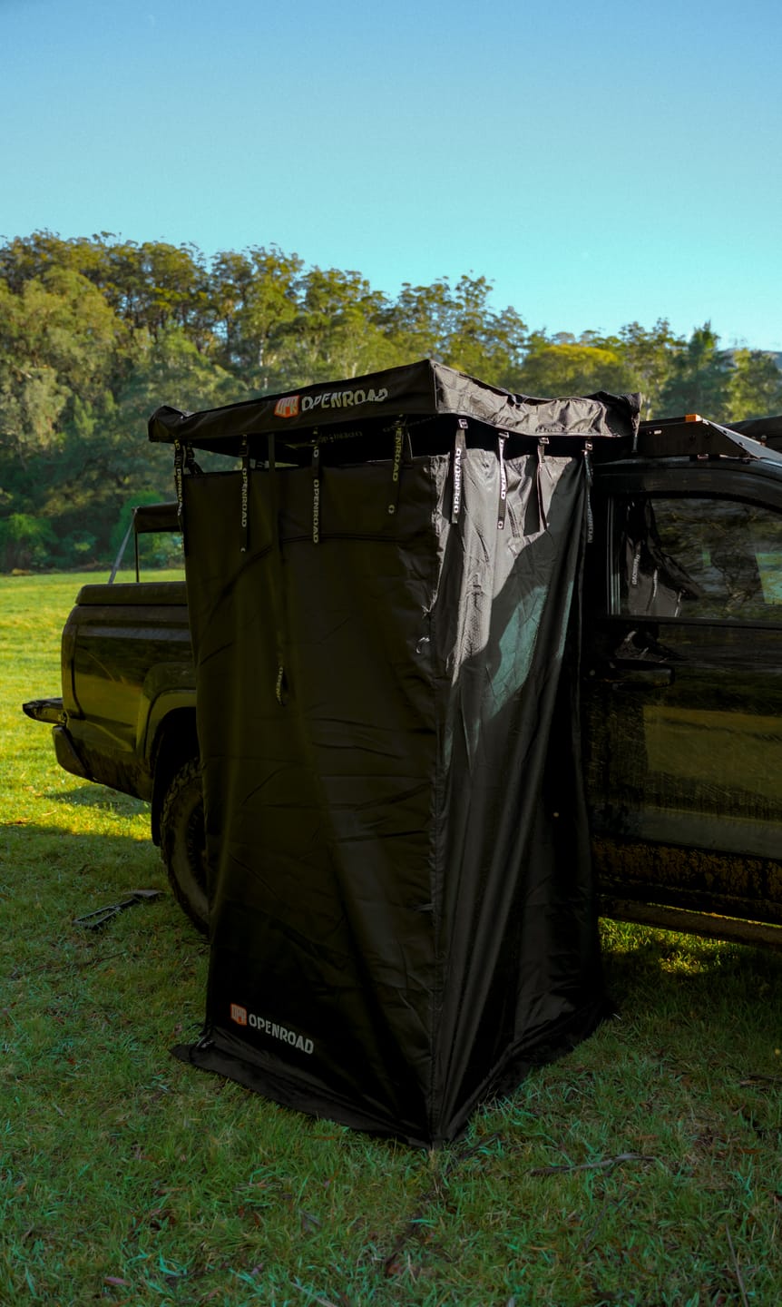 Customer photo review of OPENROAD Quick-Open Overland Shower/Privacy Awning V2