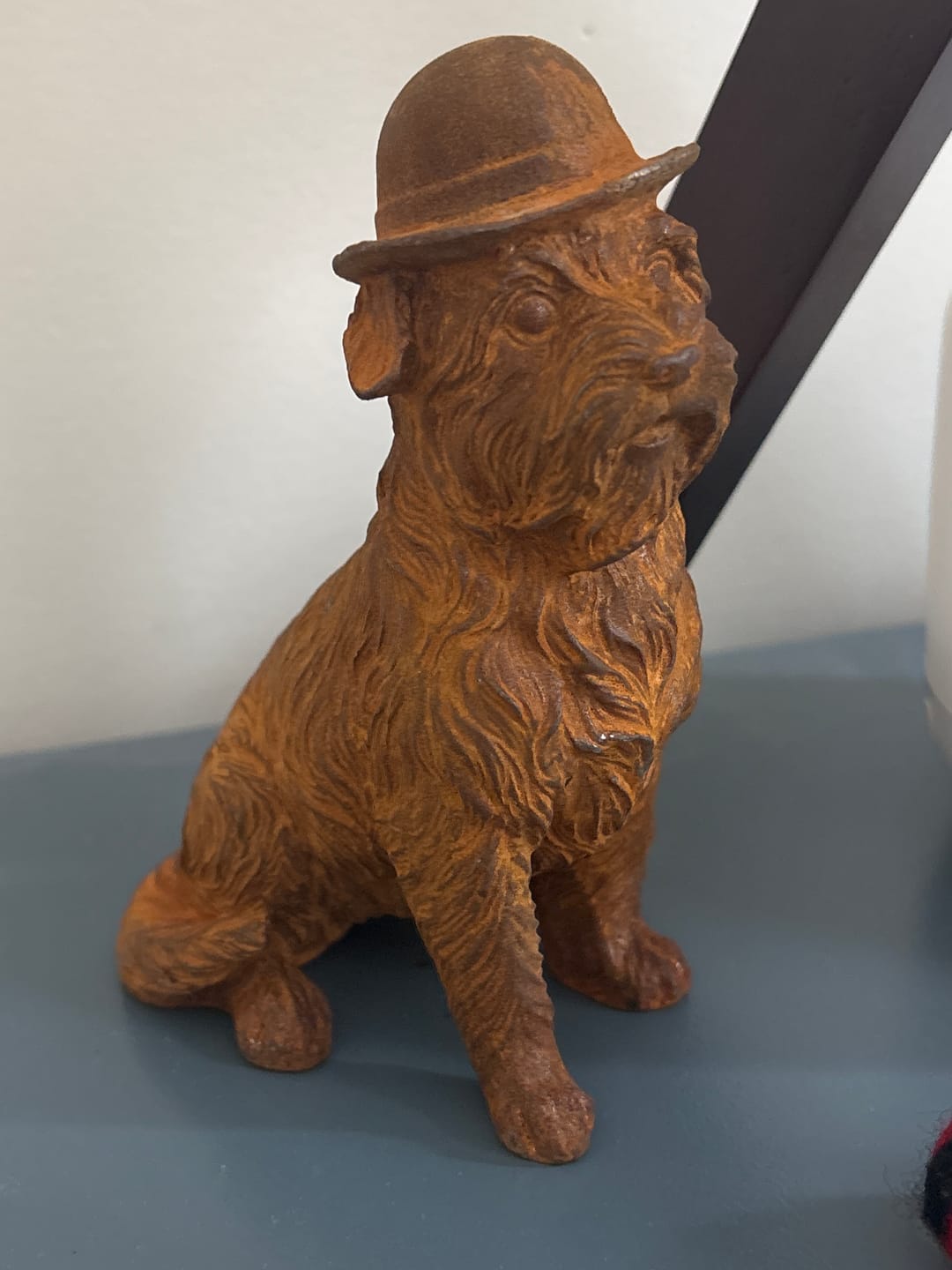 Customer photo review of Mr Capone French Provincial Terrier Statue in a Bowler Hat, Natural Rust Cast Iron 14.5cm