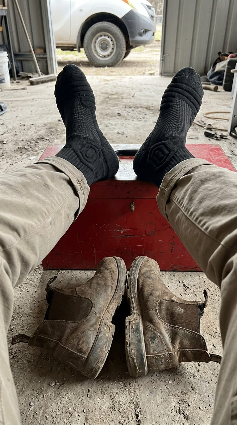 Customer photo review of Snuggi Cushioned Work Socks
