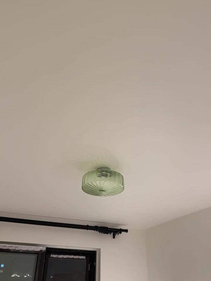 Customer photo review of Ribbed Glass Dome Ceiling Light for Hallway, Brown or Green, 30 cm