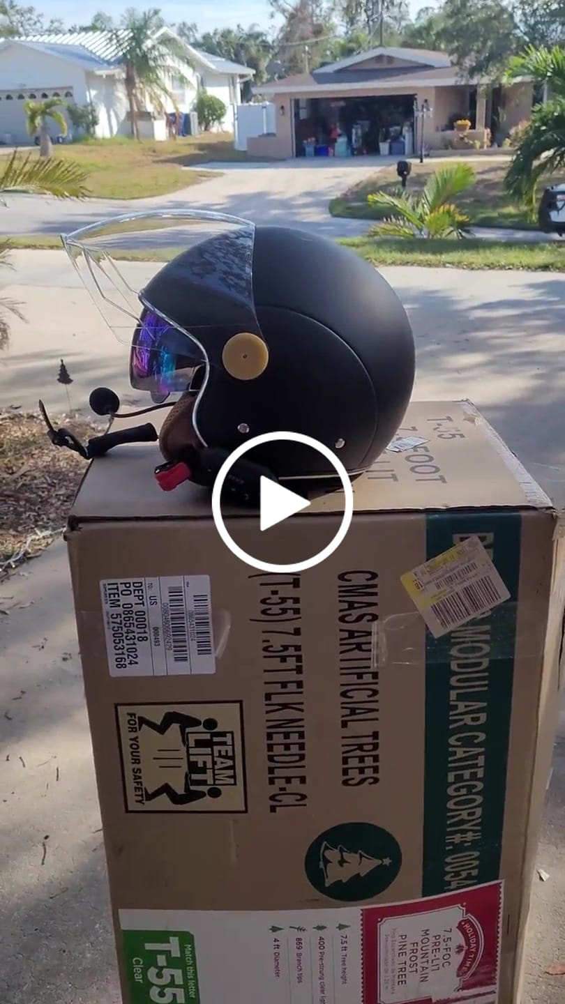 Customer video review of RetroRide Smart Bluetooth Open-Face Motorcycle Helmet with Dual Sun Visors