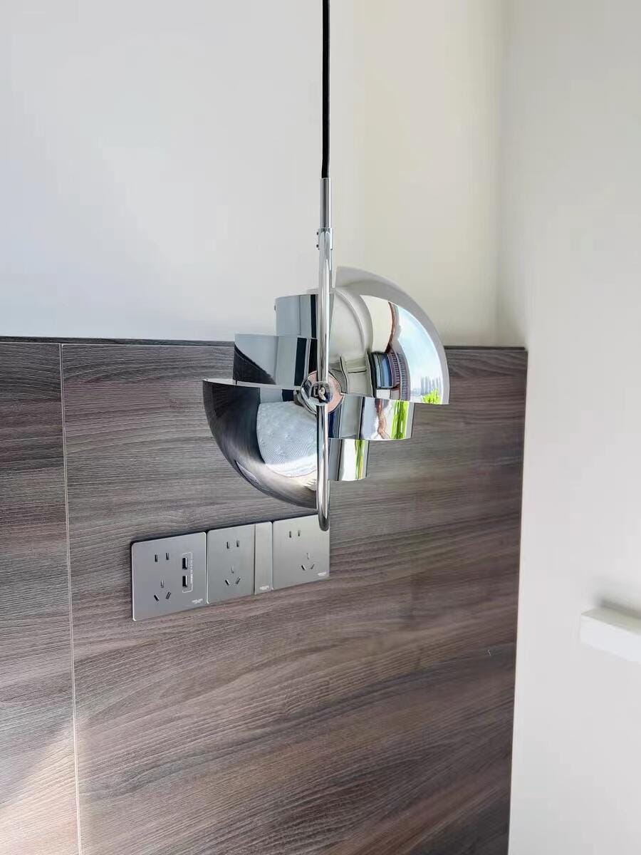 Customer photo review of Pendant Light, Circular Frame, Domed Shade, Copper or Chrome