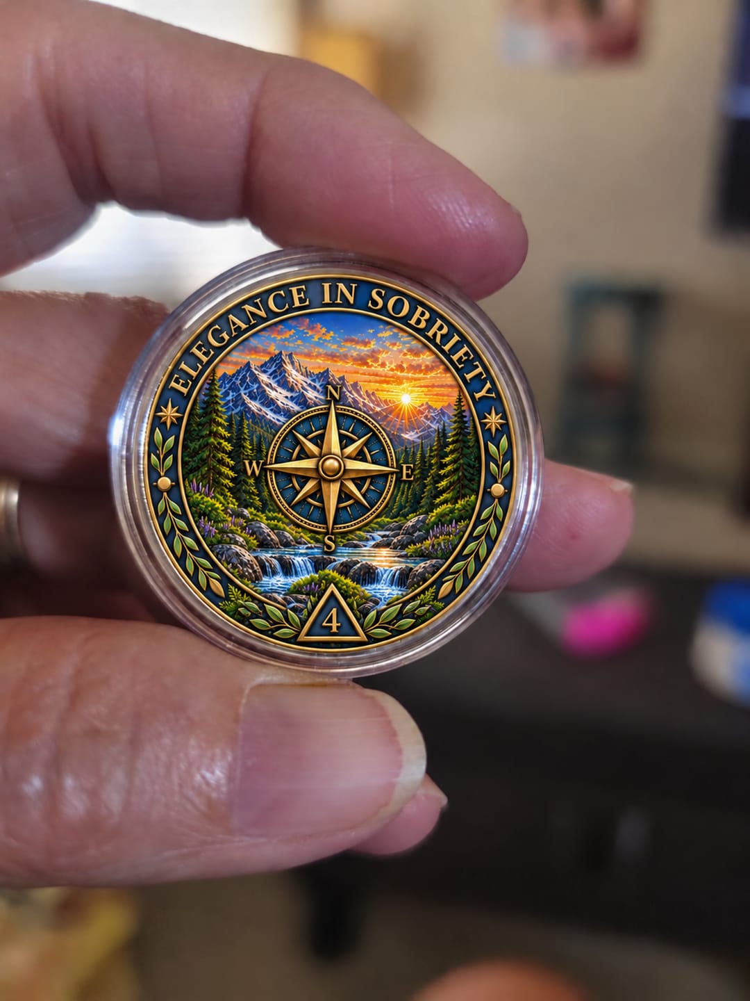 Customer photo review of Custom Northern Lights Sobriety Coin