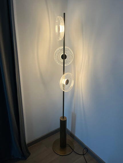 Customer photo review of Floor Lamp, Cracked Glass Discs, Bronze Stem, Integrated LED