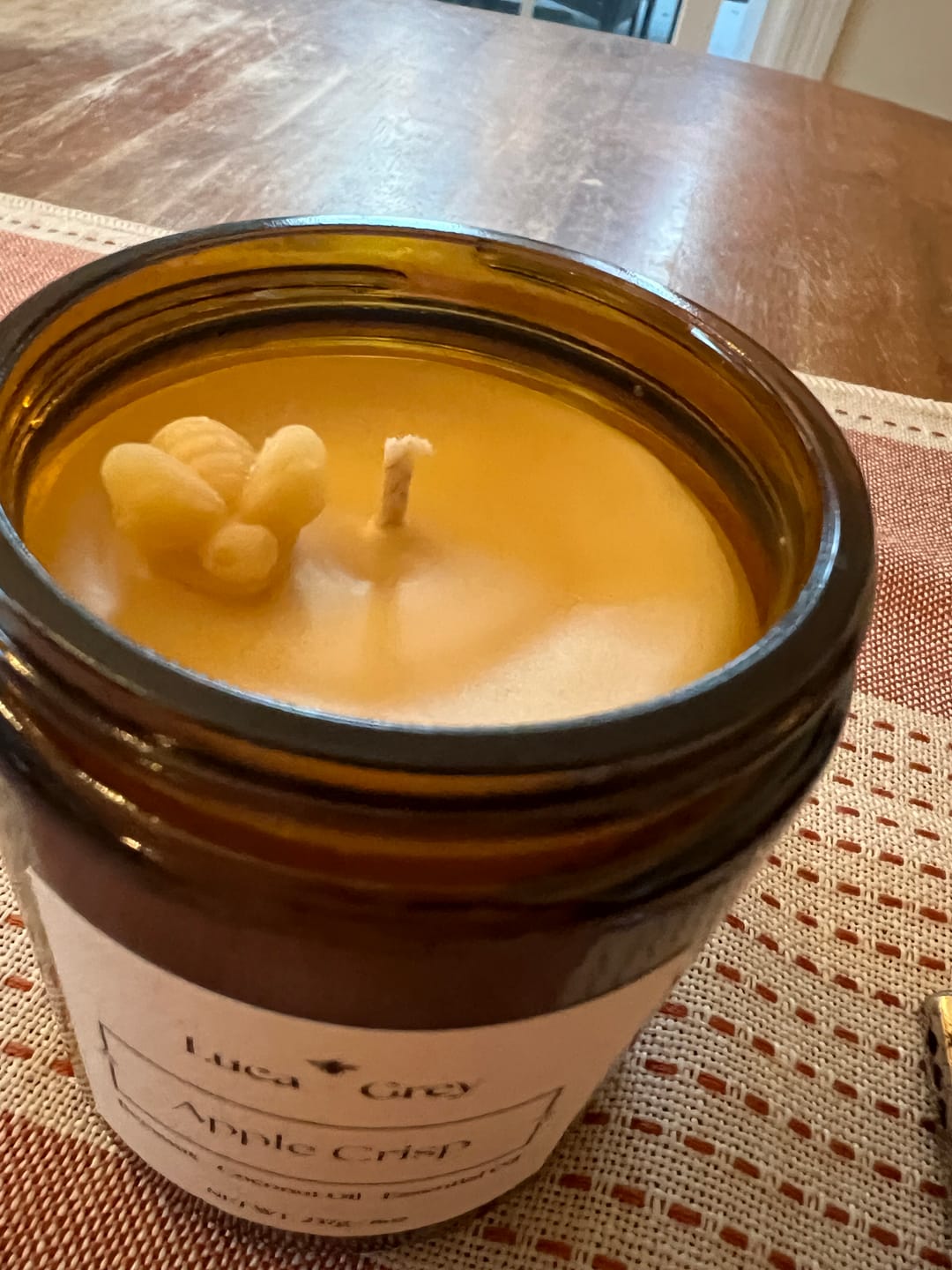 Customer photo review of Apple Crisp Beeswax Candle