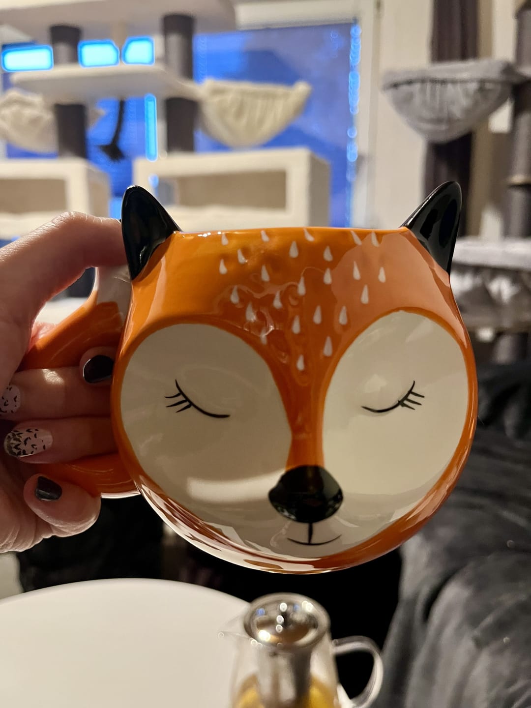 Customer photo review of Fuchs Kaffeebecher mit schlafendem Gesicht
