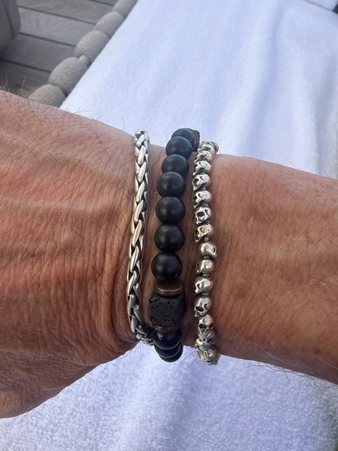 Customer photo review of Natural Lava Stone & Black Onyx Bracelet – Men’s Stretch Volcanic Stone Beads for Strength & Style