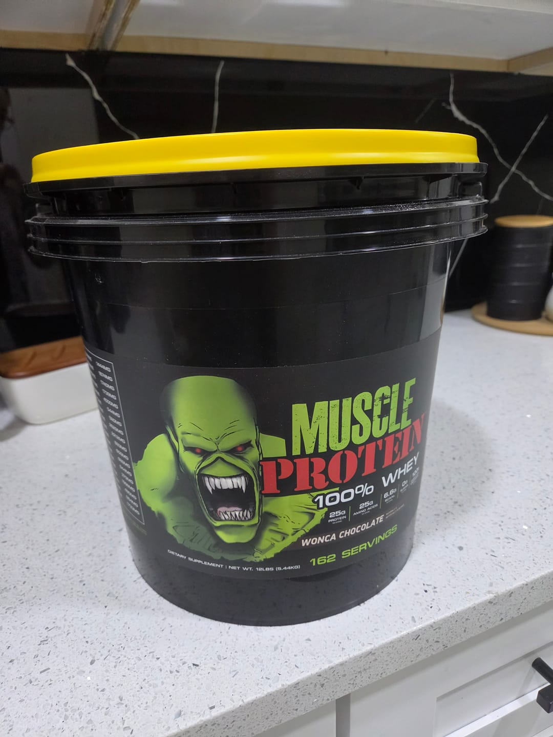 Customer photo review of Whey Protein Powder Bucket