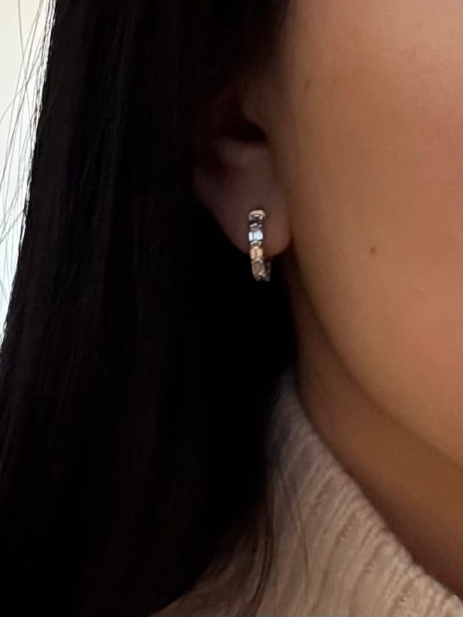 Customer photo review of 1.76ctw Emerald Cut Diamond Inside Out Hoop Earrings