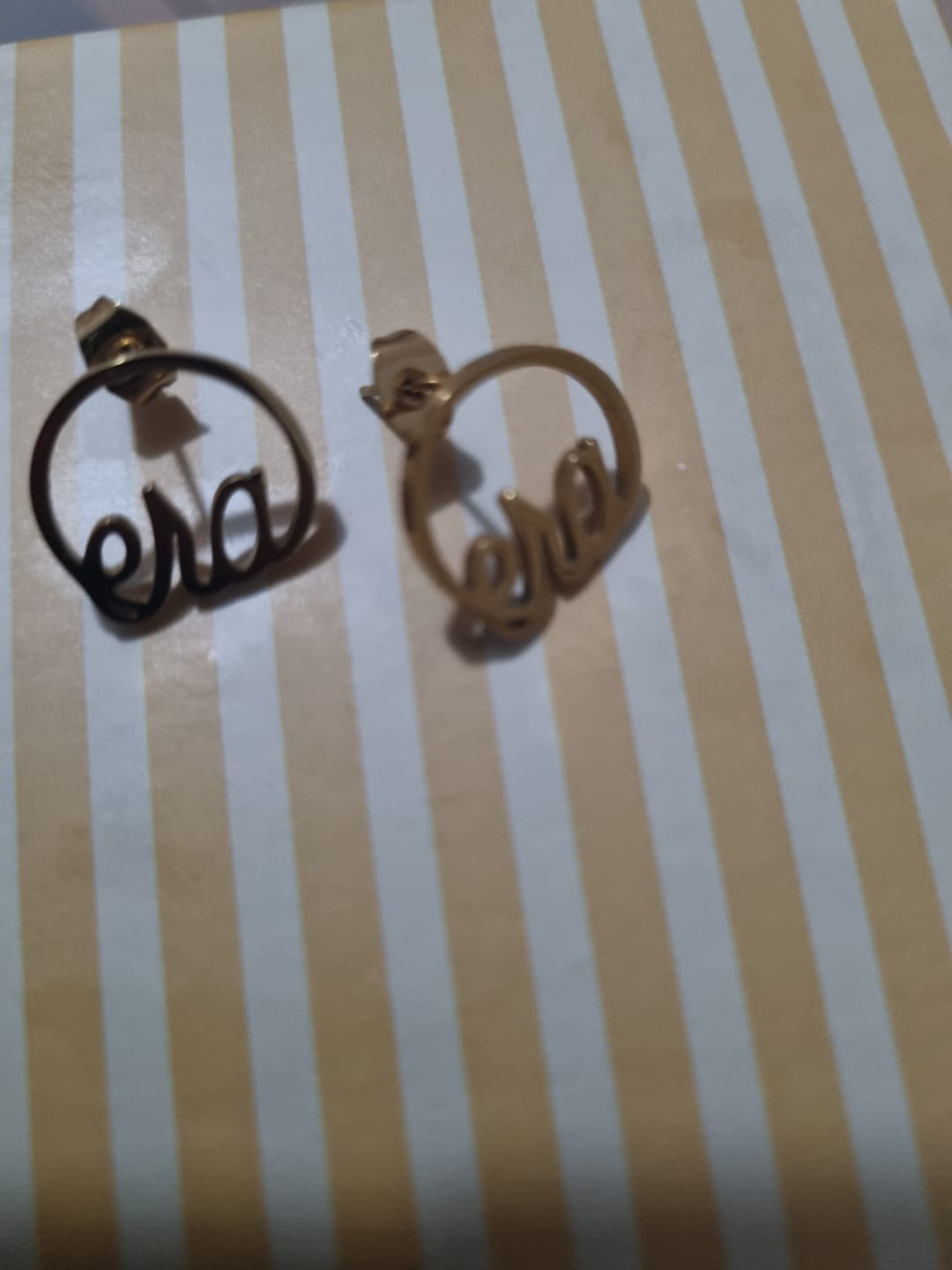 Customer photo review of Gold Era Logo Studs