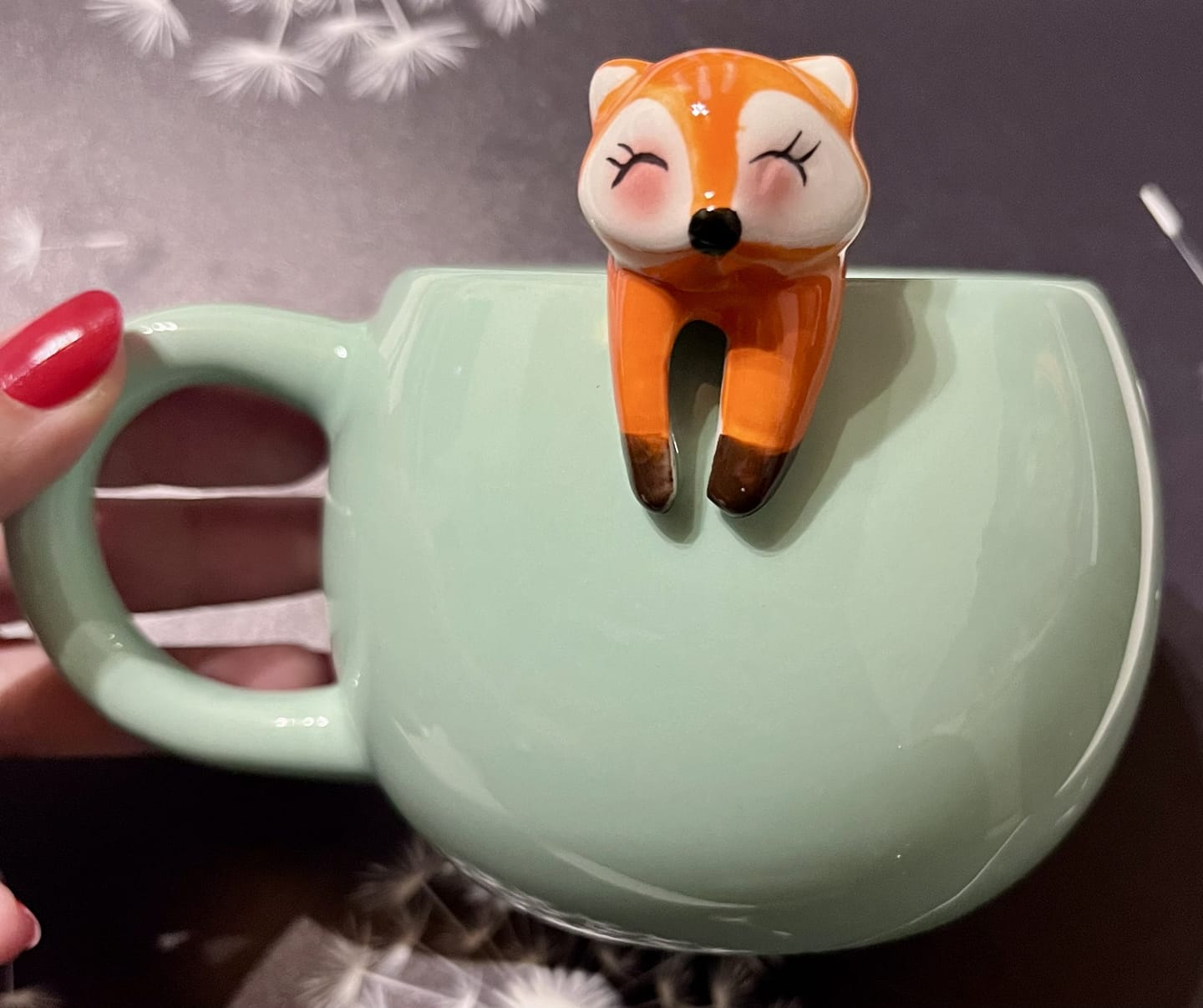 Customer photo review of Süßer Kaffeebecher mit kletterndem Fuchs