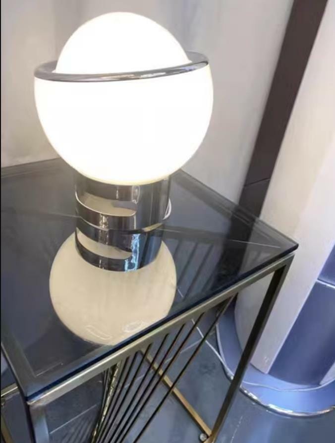 Customer photo review of Table Lamp, Domed Opal Acrylic Shade, Polished Chrome Base, 25 cm