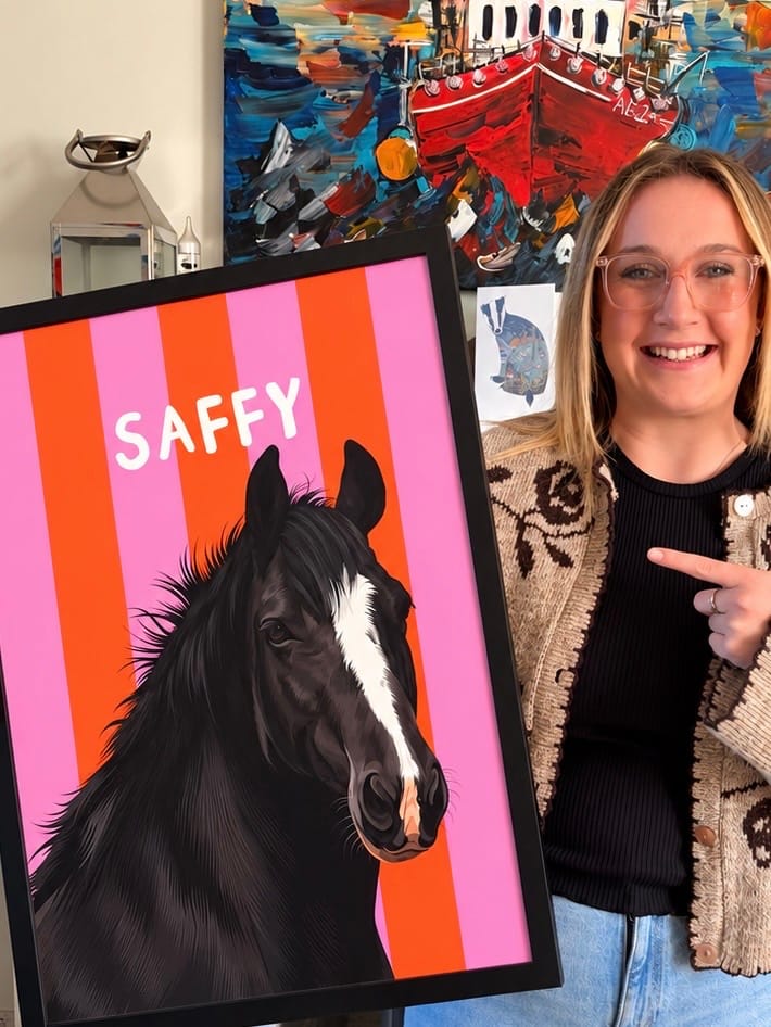 Customer photo review of Stripy | Custom Pet Portrait