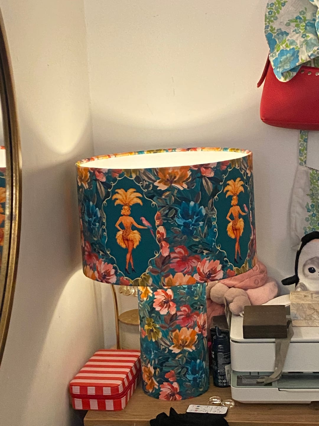 Customer photo review of Lulu LaRue Floral Table Lamp Teal