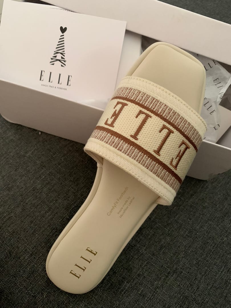 Customer photo review of Renee Logo Stitch Slip-on Sandals In Almond