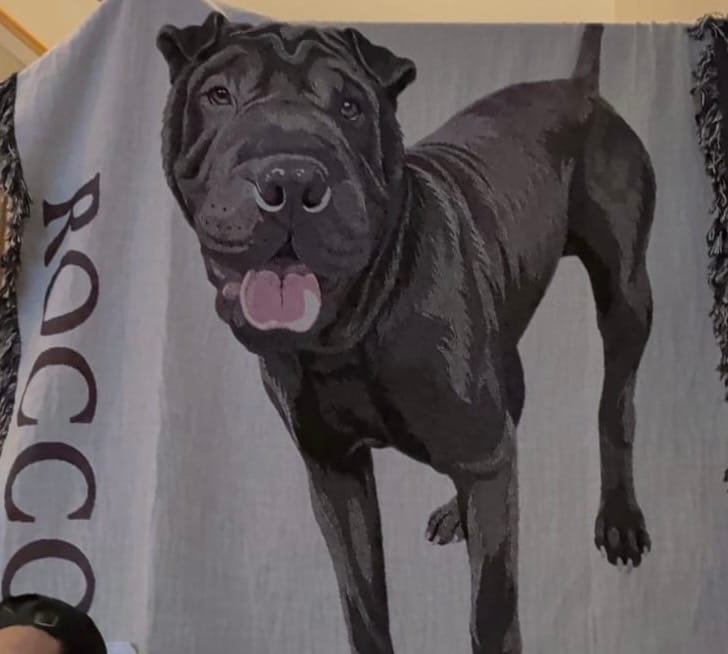 Customer photo review of Custom Heirloom Pet Throw Blanket