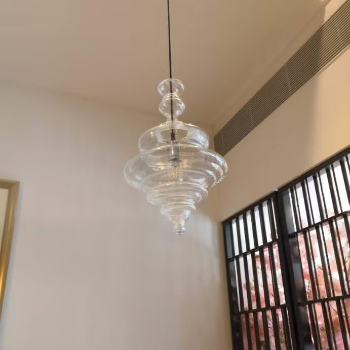 Customer photo review of Glass Pendant Light, Handcrafted Tiered Shade, Adjustable 150 cm Cord