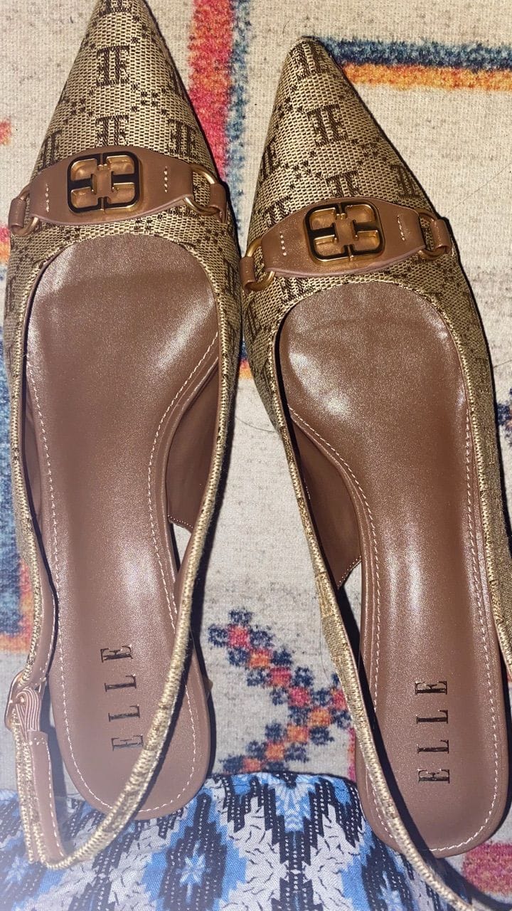 Customer photo review of Esme Microfiber Leather Pumps In Brown