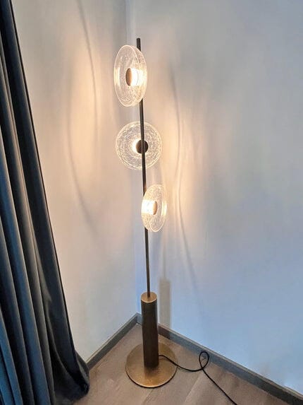 Customer photo review of Floor Lamp, Cracked Glass Discs, Bronze Stem, Integrated LED