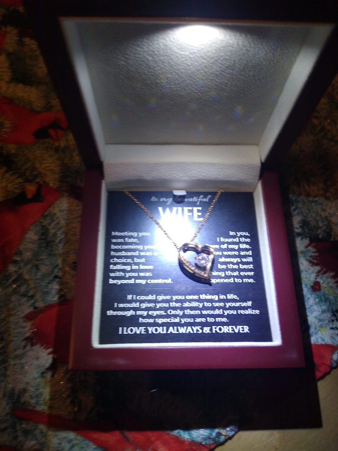 Customer photo review of To My Beautiful Wife Forever Love Necklace | Love of My Life Gift from Husband