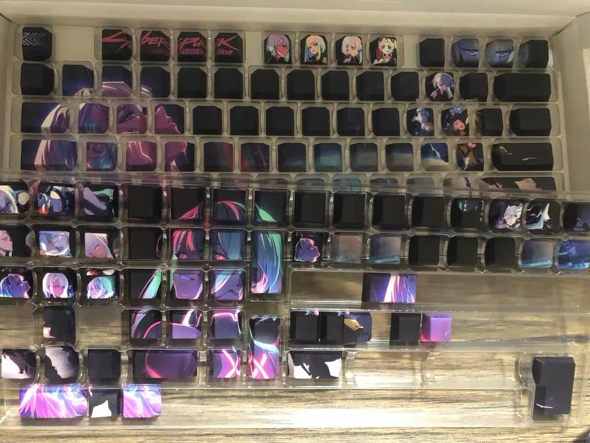 Customer photo review of Lucy Cyberpunk Edgerunners Keycaps